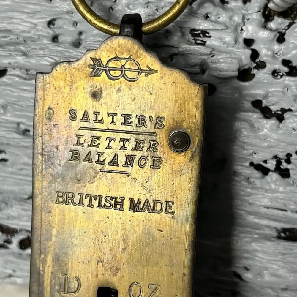 Antique Salters Brass Letter Balance Scale British Made Hanging Postal Weight